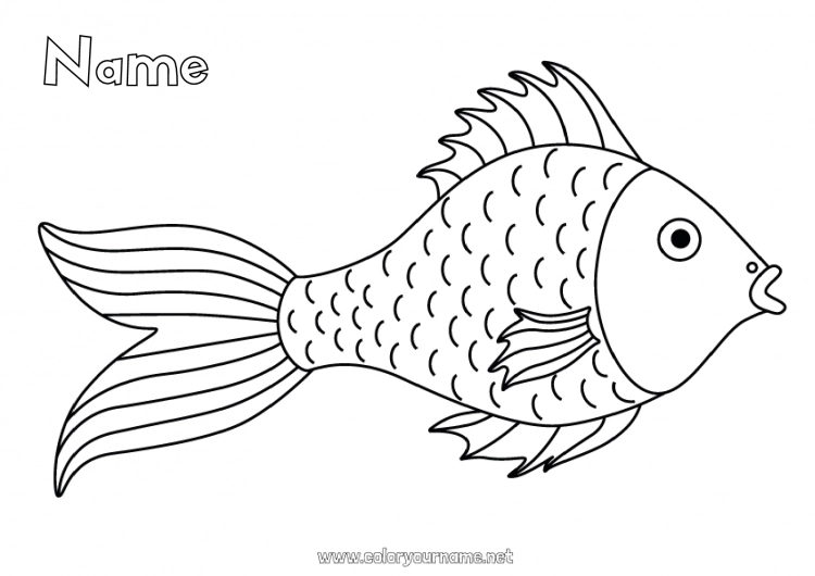 Coloring page to print Animal Fish April Fools' Day Marine or aquatic animals