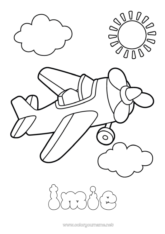 Kolorowanka do wydruku Samolot Pojazdy Łatwe kolorowanki Pojazdy powietrzne