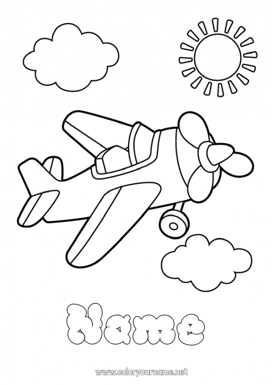 Coloring page to print Plane Vehicles Aerial vehicles