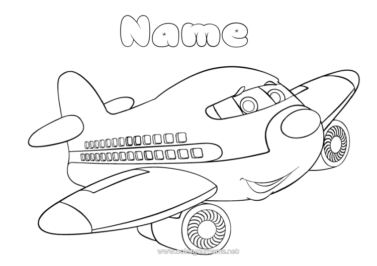 Colouring page to print Aeroplane Vehicles Aerial Vehicles Character Vehicles