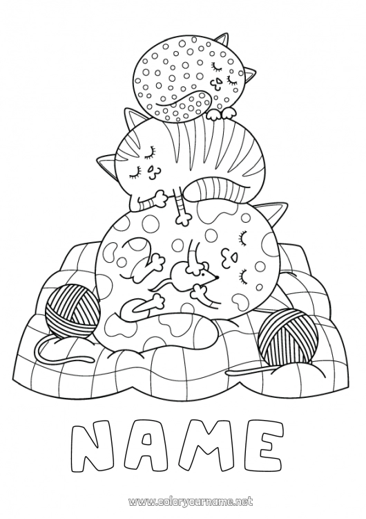 Coloring page to print Cat Animal Dog and cat