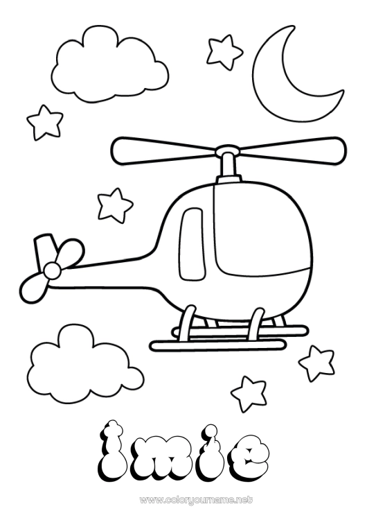 Kolorowanka do wydruku Pojazdy Śmigłowiec Łatwe kolorowanki Pojazdy powietrzne