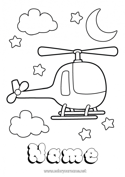 Coloring page to print Vehicles Helicopter Easy coloring pages Aerial vehicles