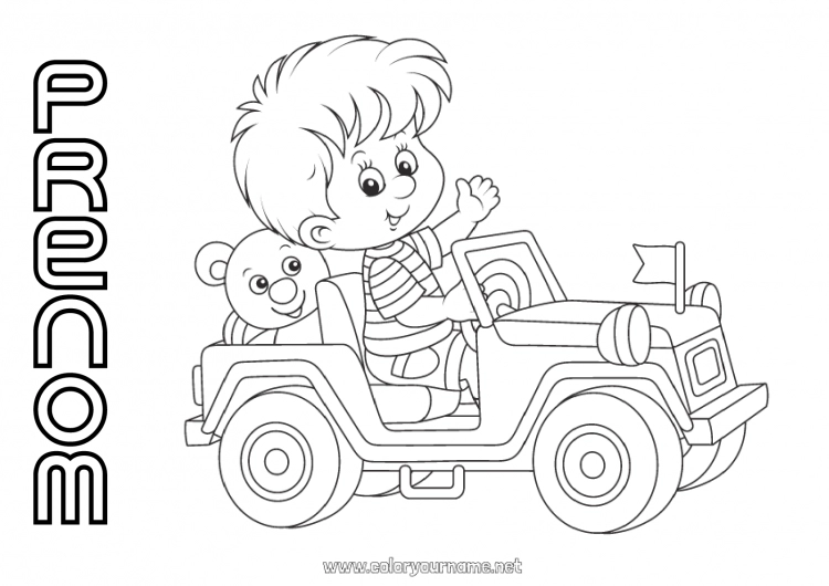 Coloriage à imprimer Garçon Véhicules Voiture Enfant Voiture tout-terrain Voitures, vans et camping-cars