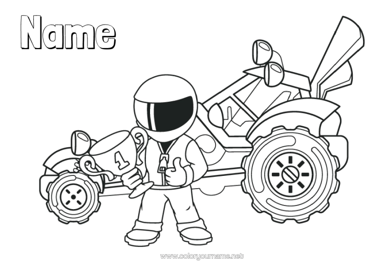 Colouring page to print Sport Vehicles Car Cup, Trophy, Medal Course Racing Car Champion Cars, Vans And Motorhomes Race Cars And Circuits Competitions And Awards