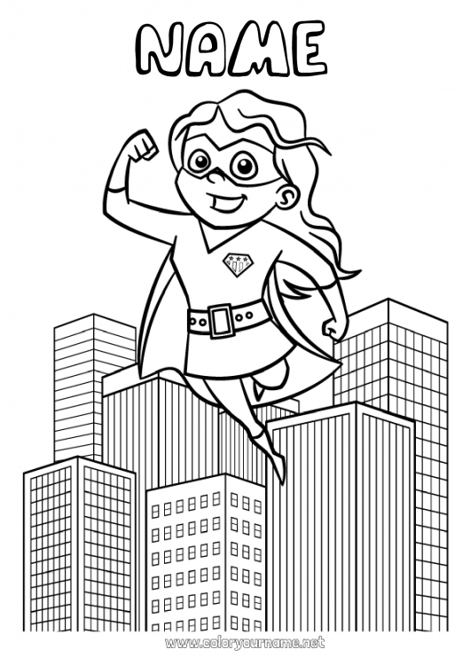 Coloring page to print Mum Hero