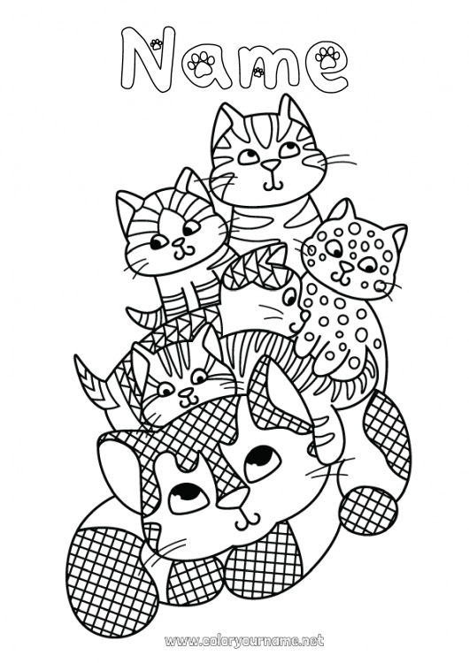 Coloring page to print Mandala Mum Grandma Animal Sister Brother