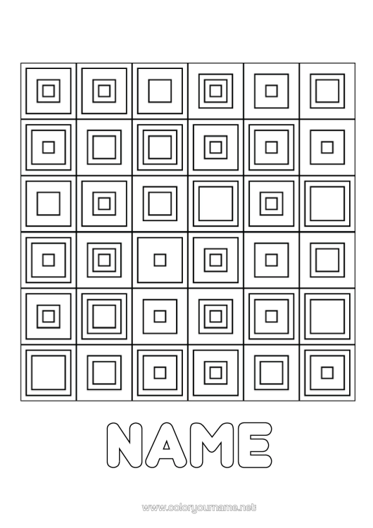 Colouring page to print Children's Activities Decorated Name Geometric Shapes Square