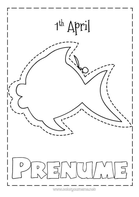 Pagină de colorat de imprimat Activități pentru copii Pește Păcăleală de 1 aprilie Animale marine sau acvatice