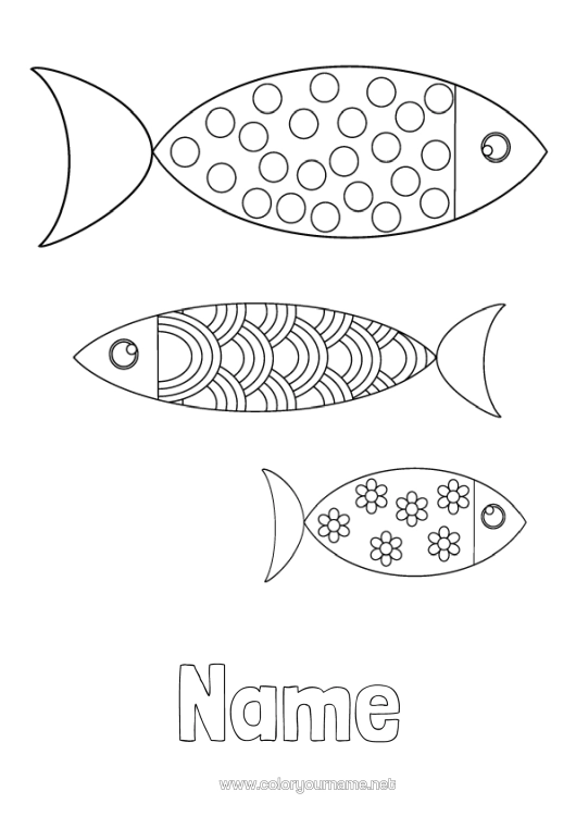 Colouring page to print Children's Activities Fish April Fool's Day Marine Or Aquatic Animals