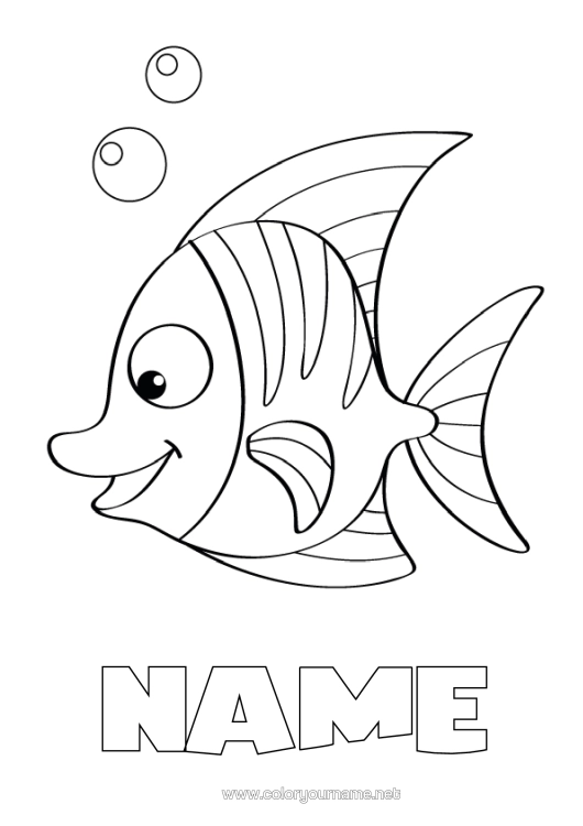 Colouring page to print Animal Fish April Fool's Day Marine Or Aquatic Animals