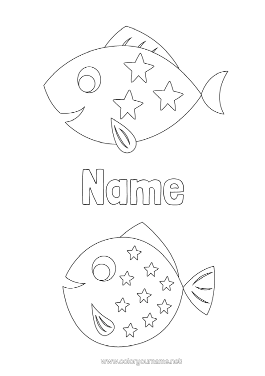 Colouring page to print Children's Activities Fish April Fool's Day Marine Or Aquatic Animals