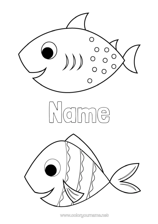 Colouring page to print Children's Activities Fish April Fool's Day Marine Or Aquatic Animals
