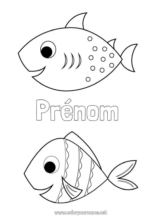 Coloriage à imprimer Activités enfants Poisson Poisson d'avril Animaux marins ou aquatique