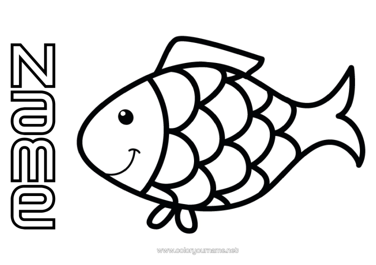 Colouring page to print Children's Activities Animal Fish April Fool's Day Easy Colouring Pages Marine Or Aquatic Animals