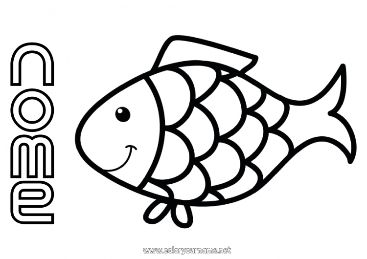 Página de desenho para imprimir Atividades para Crianças Animal Peixe Peixe de abril Desenhos para colorir fáceis Animais marinhos ou aquáticos