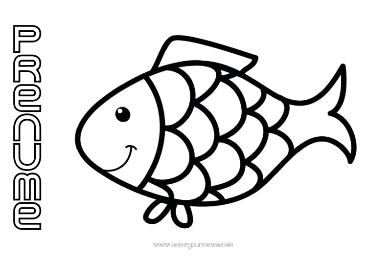 Pagină de colorat de imprimat Activități pentru copii Animal Pește Păcăleală de 1 aprilie Desene de colorat ușoare Animale marine sau acvatice