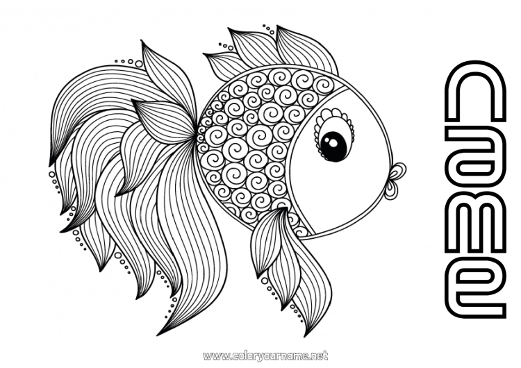 Coloring page to print Calm and zen Mandala Fish April Fools' Day Complex coloring pages Marine or aquatic animals