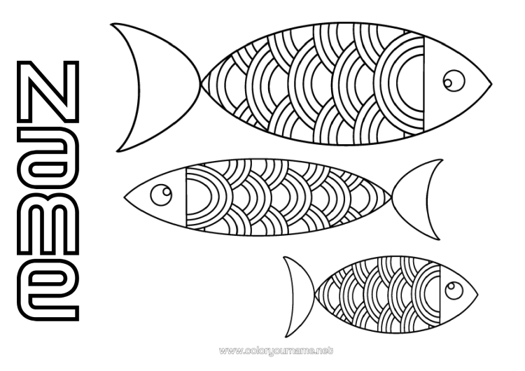 Colouring page to print Children's Activities Fish April Fool's Day Marine Or Aquatic Animals