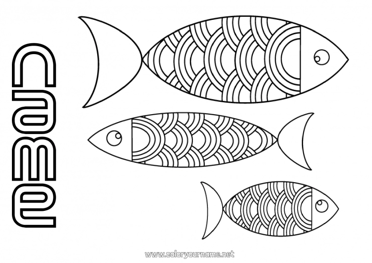 Coloring page to print Children's activities Fish April Fools' Day Marine or aquatic animals