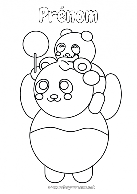 Coloriage à imprimer Papa Animal Panda Autres animaux du monde