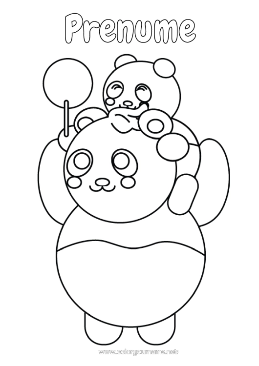Pagină de colorat de imprimat Tată Animal Panda Alte animale din lume