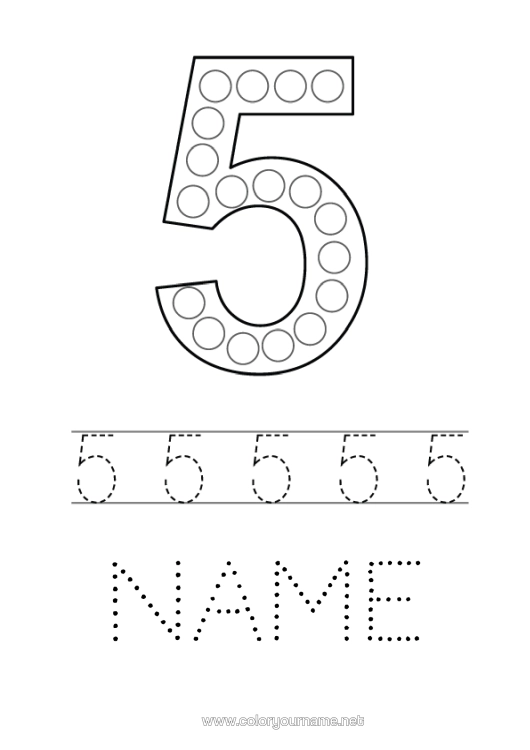 Colouring page to print Figure Children's Activities Spot Markers Five