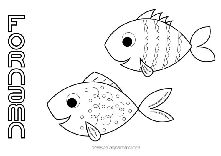 Färgläggningssida att skriva ut Barnaktiviteter Fisk Aprilskämt Marina djur eller vattenlevande djur