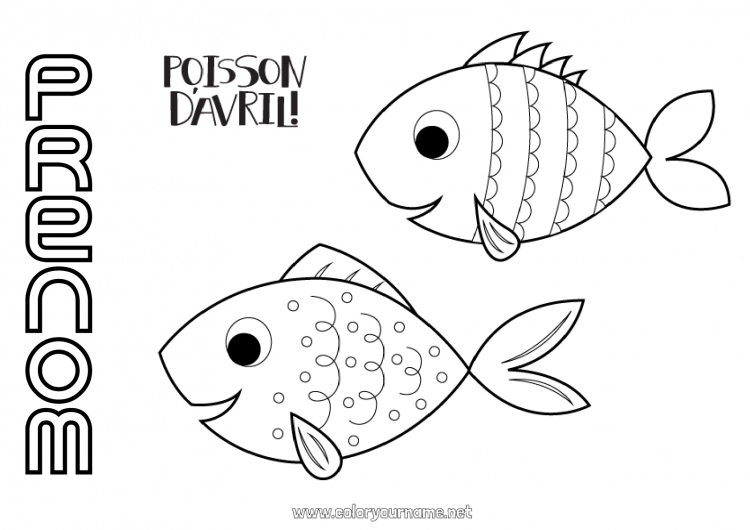 Coloriage à imprimer Activités enfants Poisson Poisson d'avril Animaux marins ou aquatique