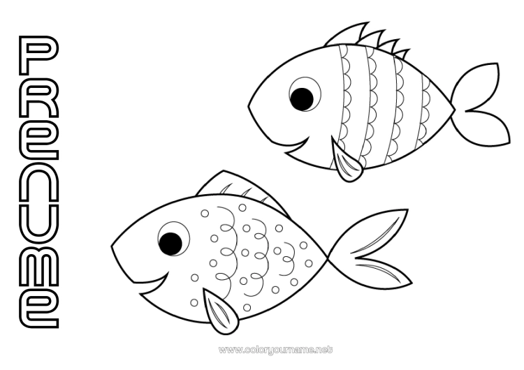 Pagină de colorat de imprimat Activități pentru copii Pește Păcăleală de 1 aprilie Animale marine sau acvatice