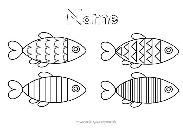 Colouring page to print Children's Activities Fish April Fool's Day Marine Or Aquatic Animals