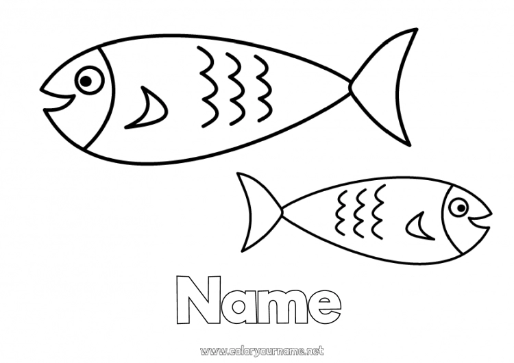 Coloring page to print Children's activities Fish April Fools' Day Marine or aquatic animals