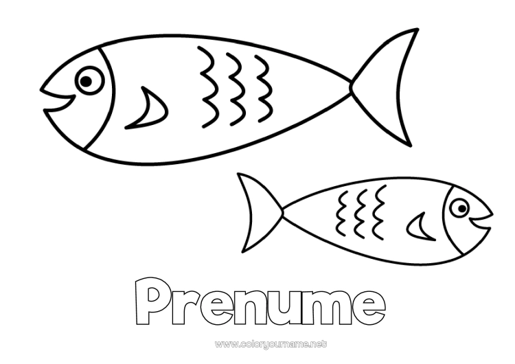 Pagină de colorat de imprimat Activități pentru copii Pește Păcăleală de 1 aprilie Animale marine sau acvatice