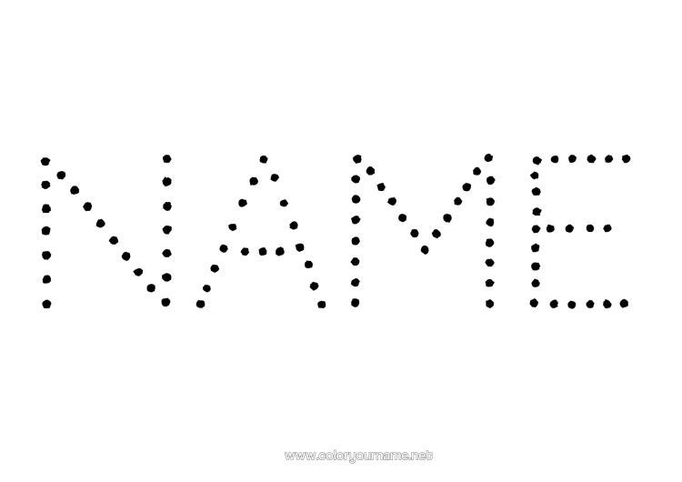 Colouring page to print Children's Activities Connecting Points Decorated Name Alphabet