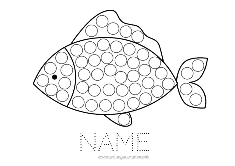 Colouring page to print Children's Activities Animal Fish Spot Markers Marine Or Aquatic Animals