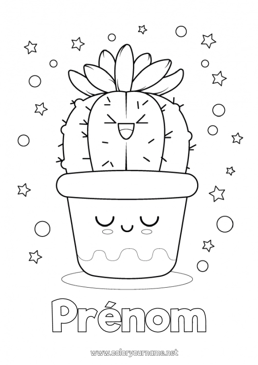 Coloriage à imprimer Mignon Kawaii Cactus