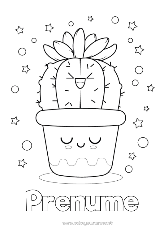 Pagină de colorat de imprimat Drăguț Drăguț Cactus