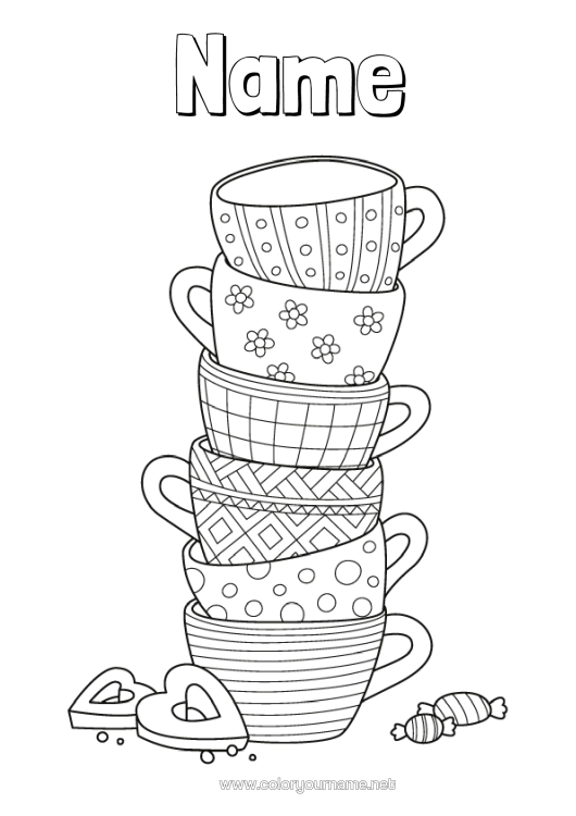 Colouring page to print Food Mug Drink