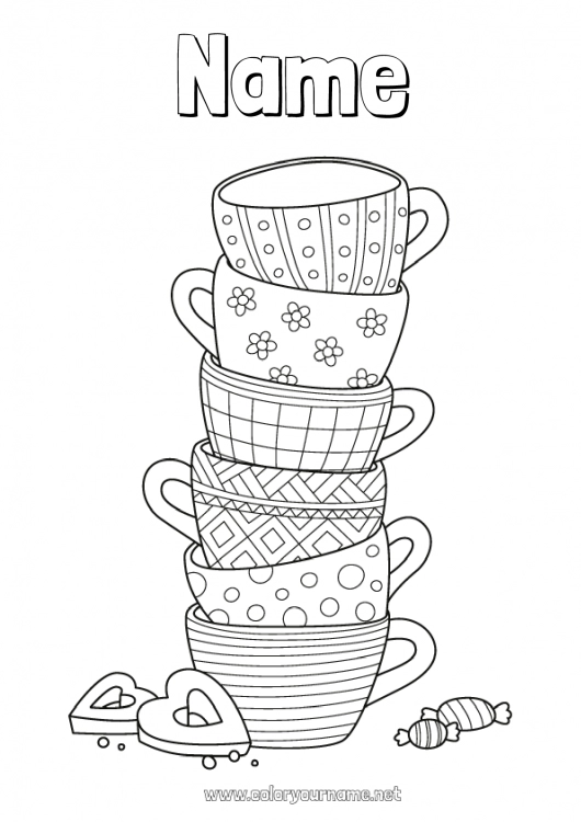 Coloring page to print Food Mug Drinks