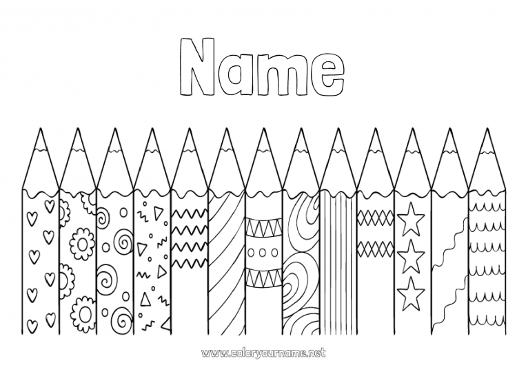 Coloring page to print Art Coloured pencil Teacher School Pencil Education Professions Back to School School supplies