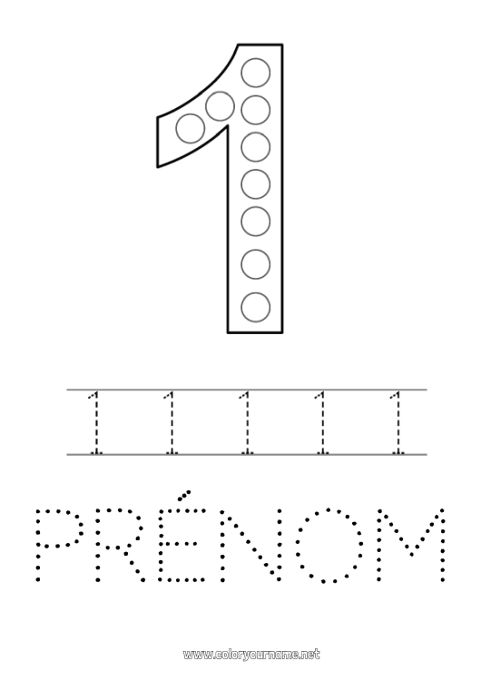 Coloriage à imprimer Chiffre Activités enfants Marqueurs à points