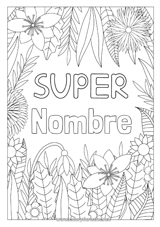 Dibujo para colorear para imprimir Flores Papá Mamá Abuela Abuelo