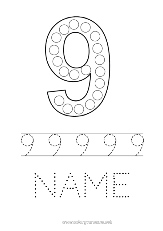 Colouring page to print Figure Children's Activities Spot Markers Nine