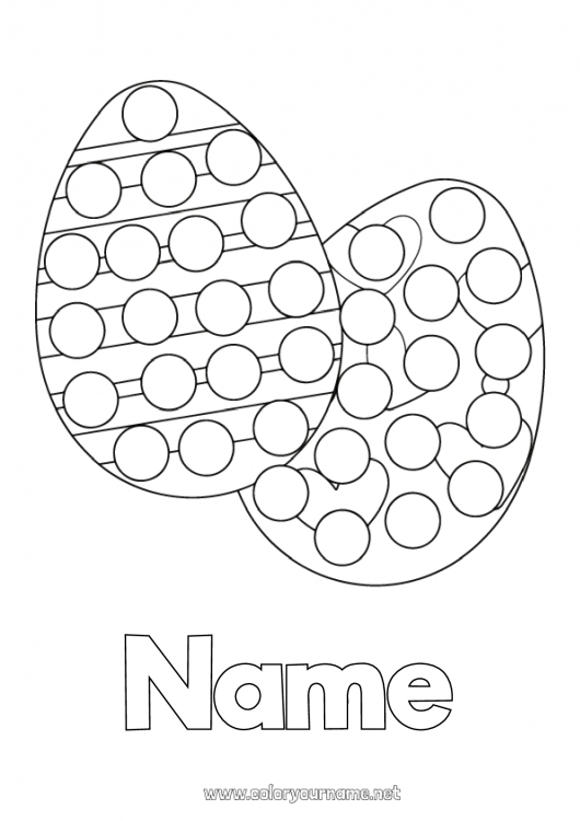 Coloring page to print Children's activities Easter eggs Easter Dot markers Big easter egg Easy coloring pages