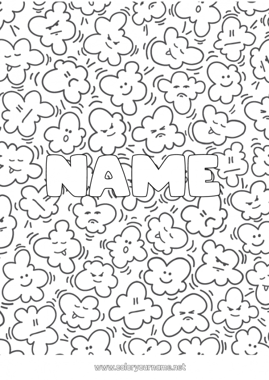 Coloring page to print Decorated name Movie theater Popcorn Treats