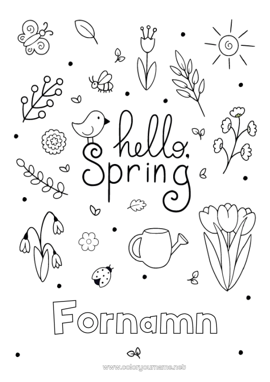 Färgläggningssida att skriva ut Blommor Vår
