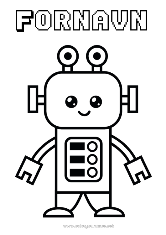Fargeleggingssiden til utskrift Søt Robot