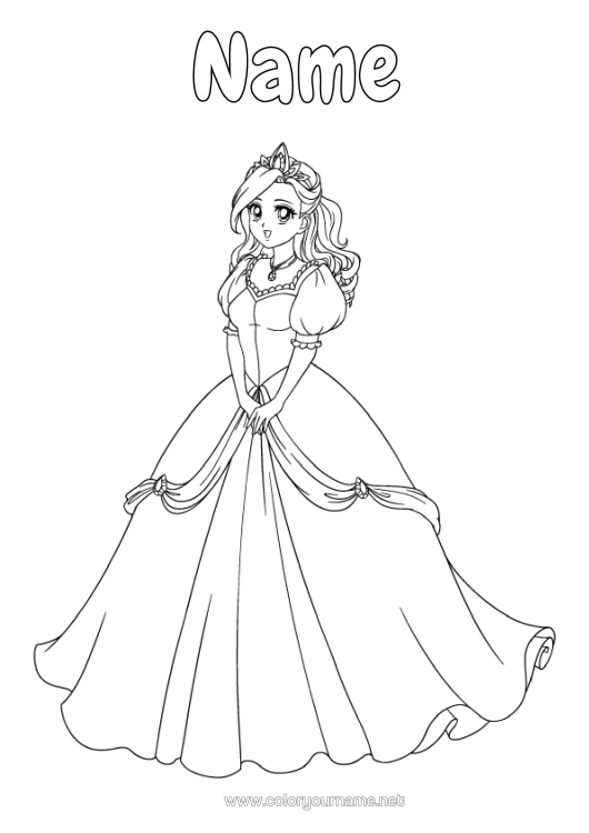 Colouring page to print Princess Fairy Tale