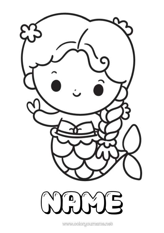 Colouring page to print Cute Cute Siren