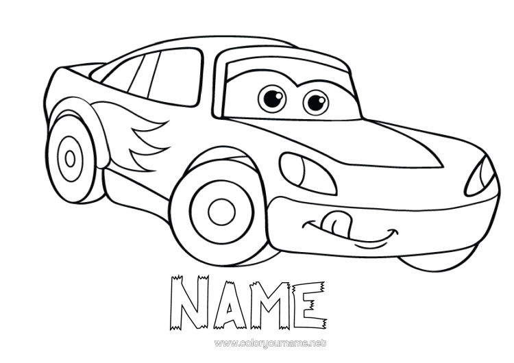 Colouring page to print Vehicles Car Racing Car Cars, Vans And Motorhomes Race Cars And Circuits Cartoon Cartoon Character Vehicles